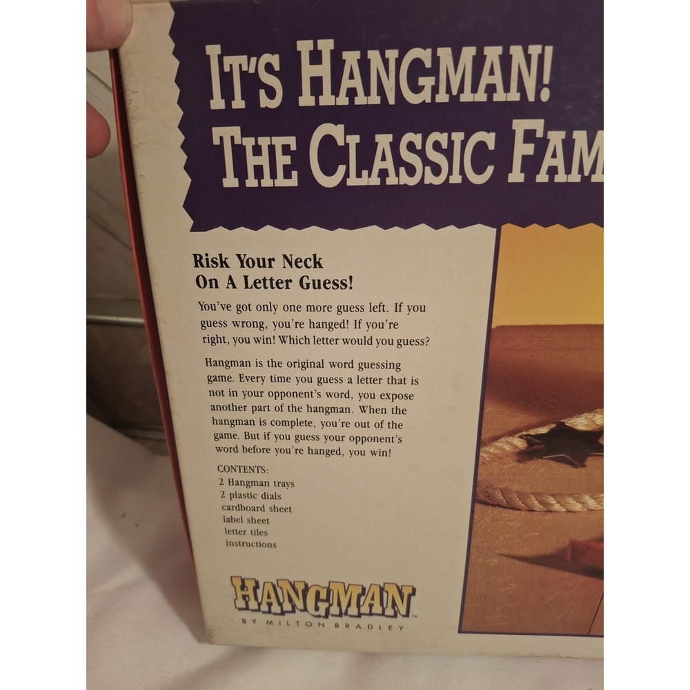 VINTAGE Hangman COMPLETE Milton Bradley 1988 Words Classic Game - Picture 10 of 10
